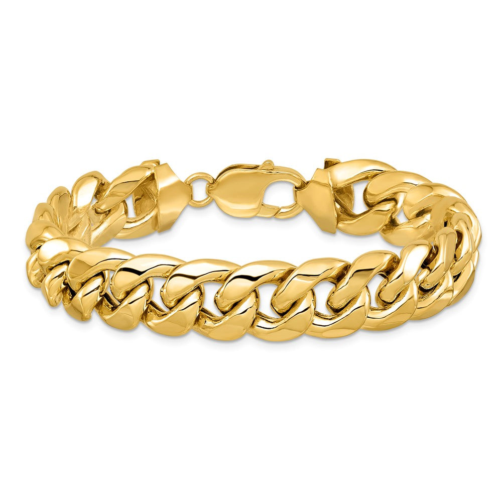 10K Yellow Gold 13.2mm Semi-Solid Miami Cuban Chain Bracelet
