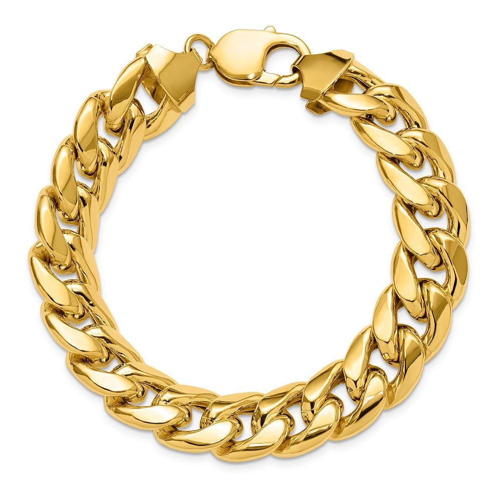 10K Yellow Gold 13.2mm Semi-Solid Miami Cuban Chain Bracelet