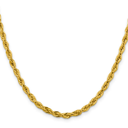 28 Inch 10k Yellow Gold 4.25mm Semi-Solid Rope Chain Necklace