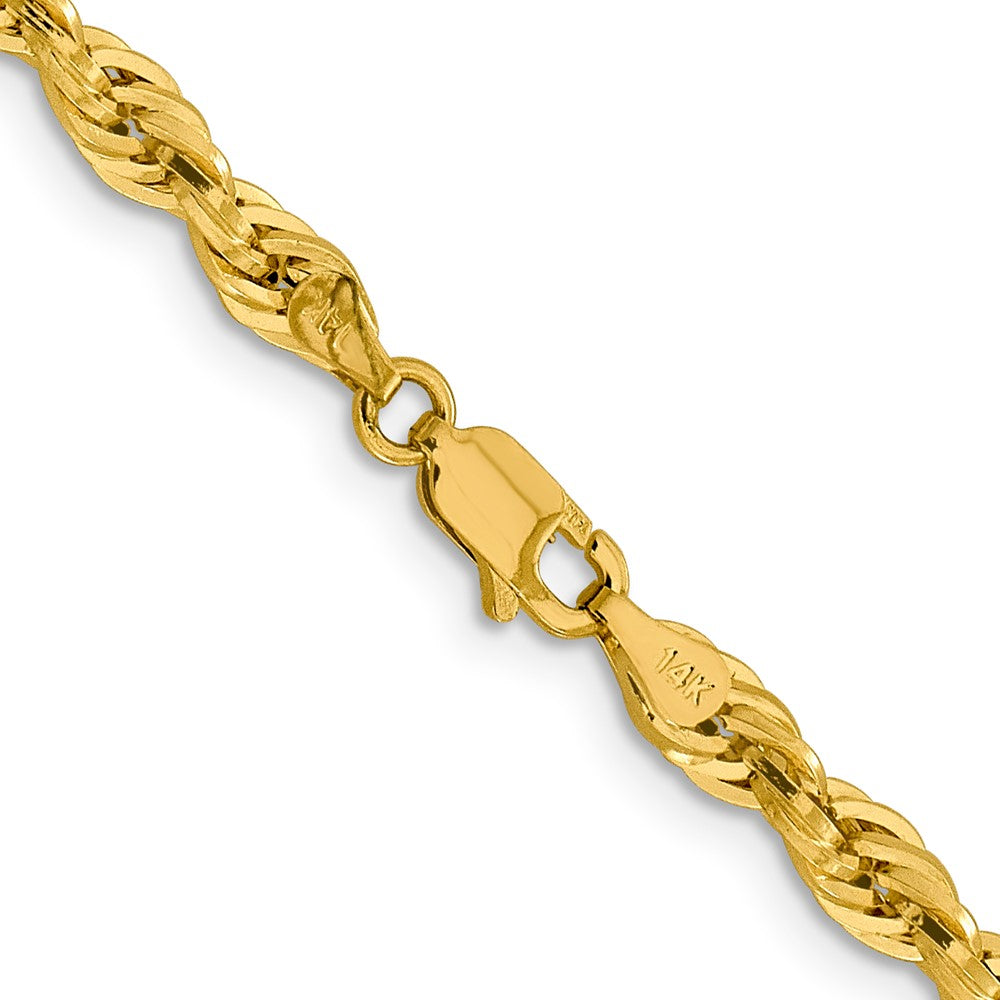 10k Yellow Gold 4.25mm Semi-Solid Rope Chain Necklace