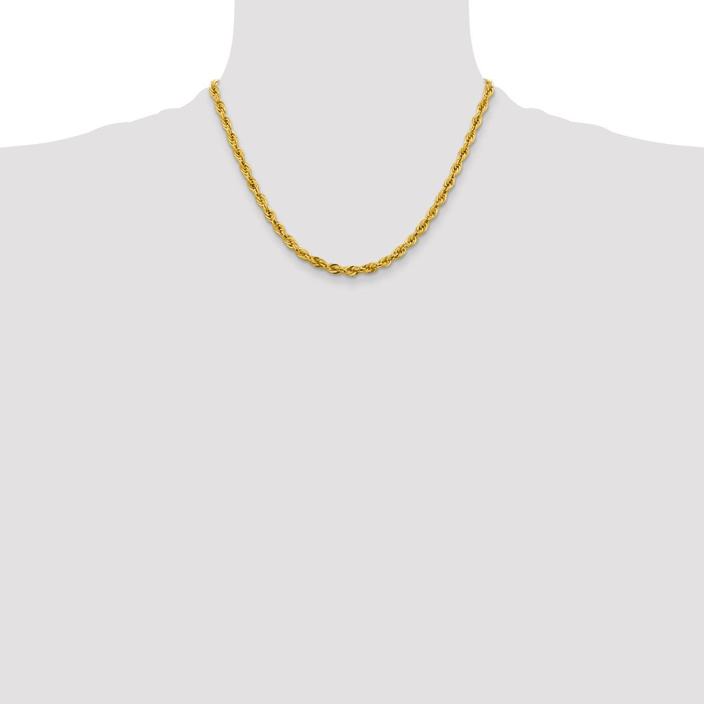 10k Yellow Gold 4.25mm Semi-Solid Rope Chain Necklace