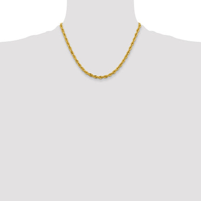 10k Yellow Gold 4.25mm Semi-Solid Rope Chain Necklace