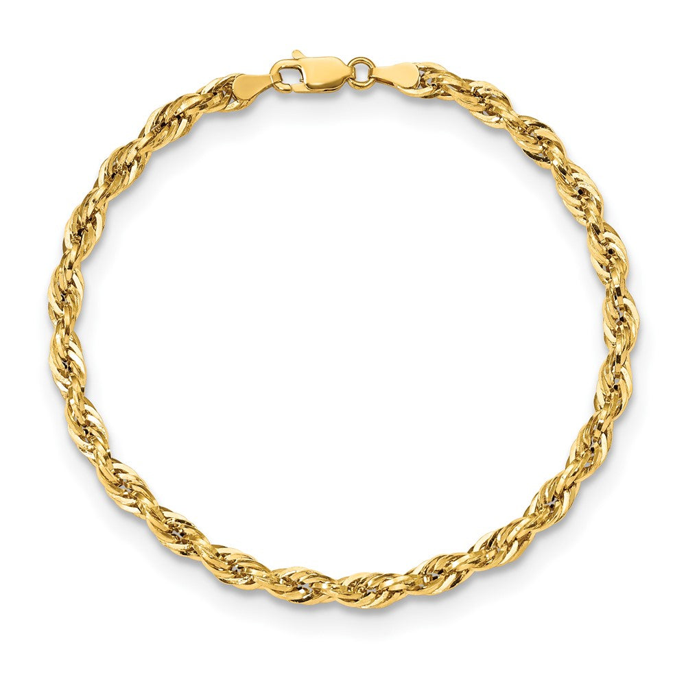 10k Yellow Gold 4.25mm Semi-Solid Rope Chain Bracelet