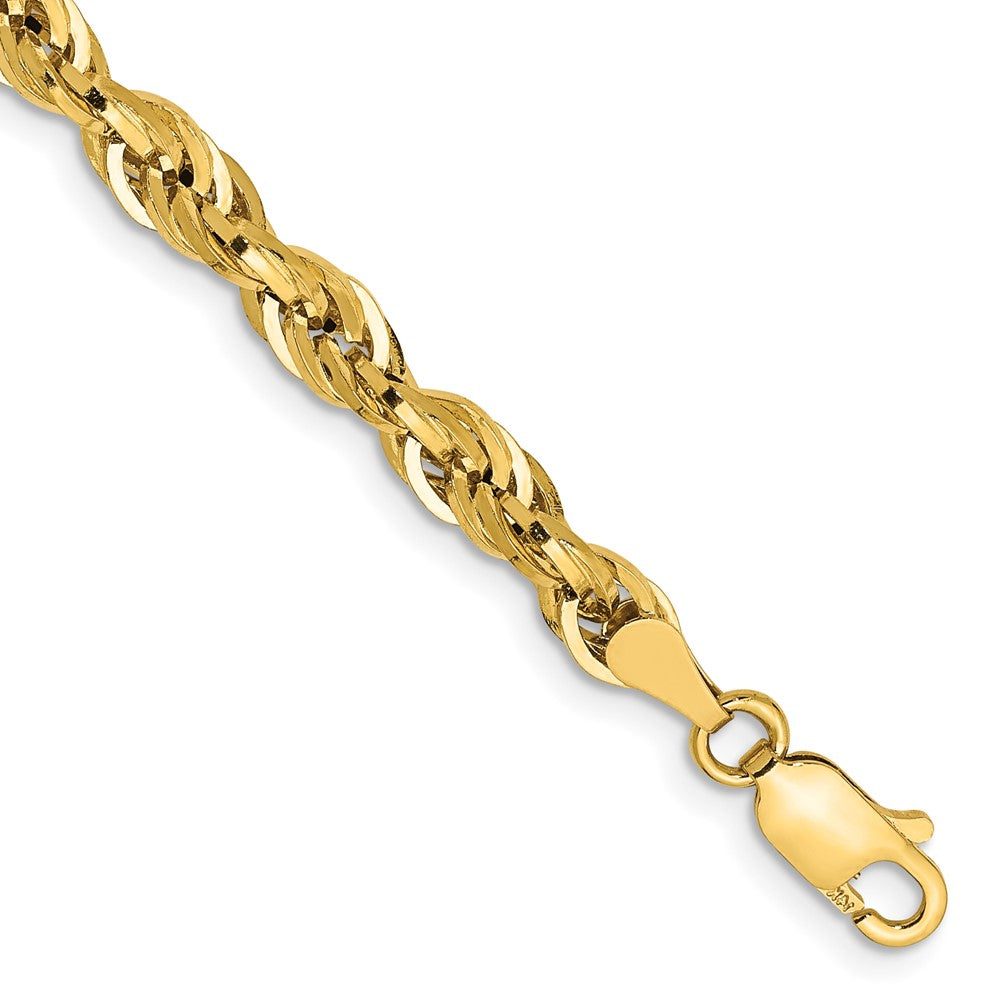 10k Yellow Gold 4.25mm Semi-Solid Rope Chain Bracelet