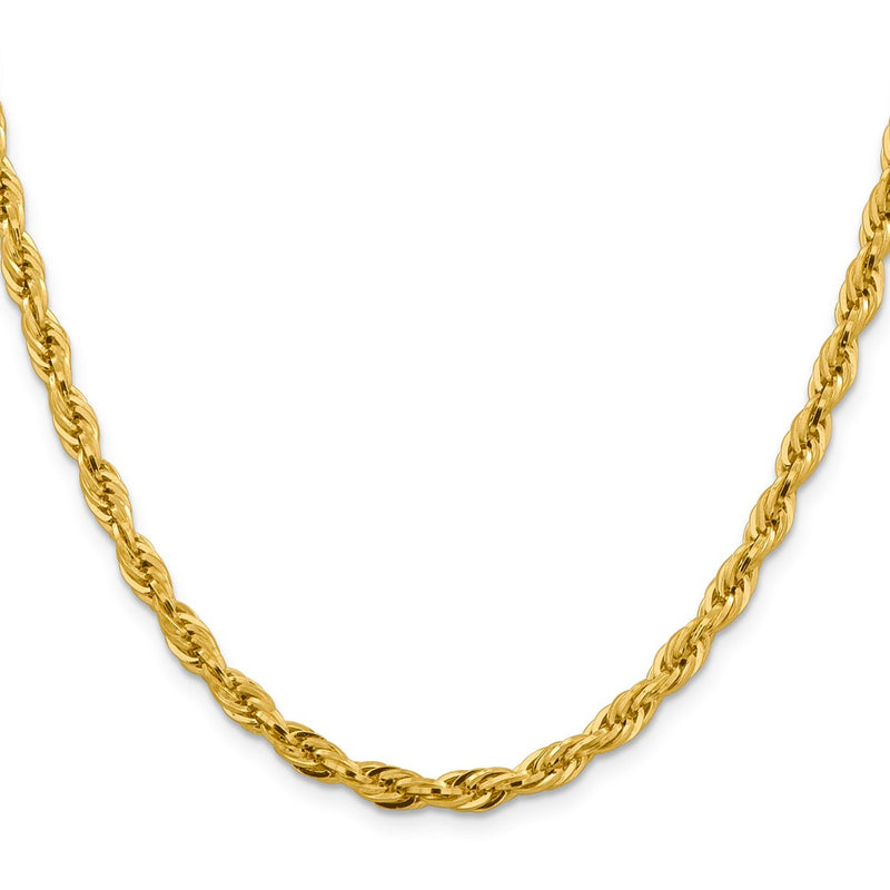 22 Inch 10k Yellow Gold 4.75mm Semi-Solid Rope Chain Necklace