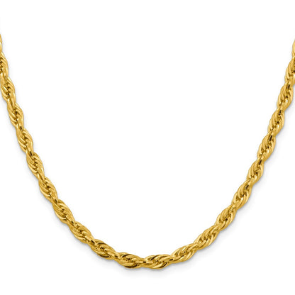 28 Inch 10k Yellow Gold 4.75mm Semi-Solid Rope Chain Necklace