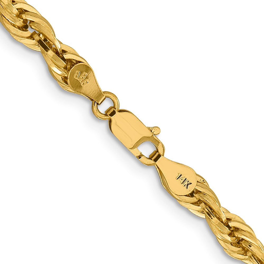 28 Inch 10k Yellow Gold 4.75mm Semi-Solid Rope Chain Necklace