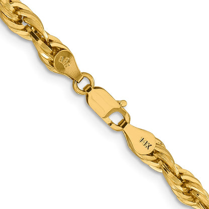 28 Inch 10k Yellow Gold 4.75mm Semi-Solid Rope Chain Necklace