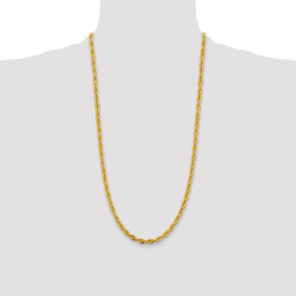 28 Inch 10k Yellow Gold 4.75mm Semi-Solid Rope Chain Necklace
