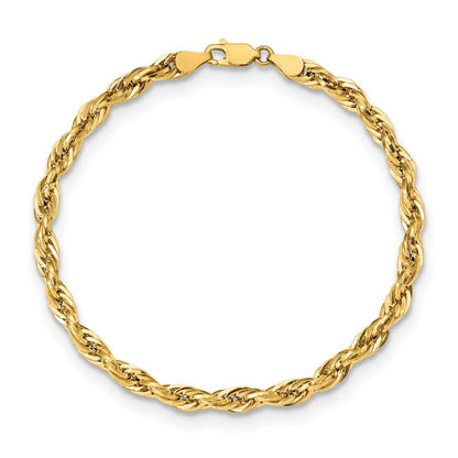 10k Yellow Gold 4.75mm Semi-Solid Rope Chain Bracelet