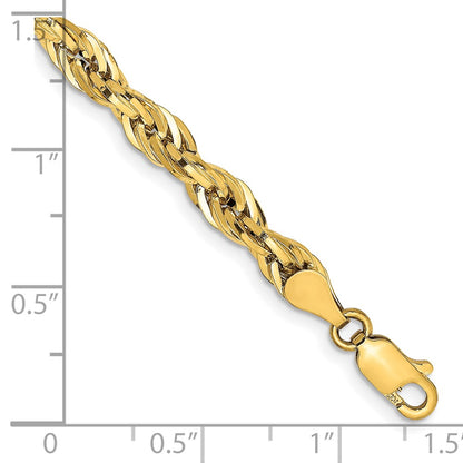 10k Yellow Gold 4.75mm Semi-Solid Rope Chain Bracelet