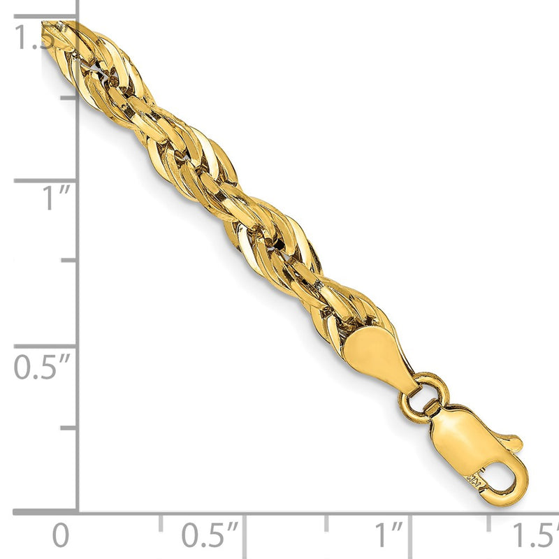 8 Inch 10k Yellow Gold 4.75mm Semi-Solid Rope Chain Bracelet