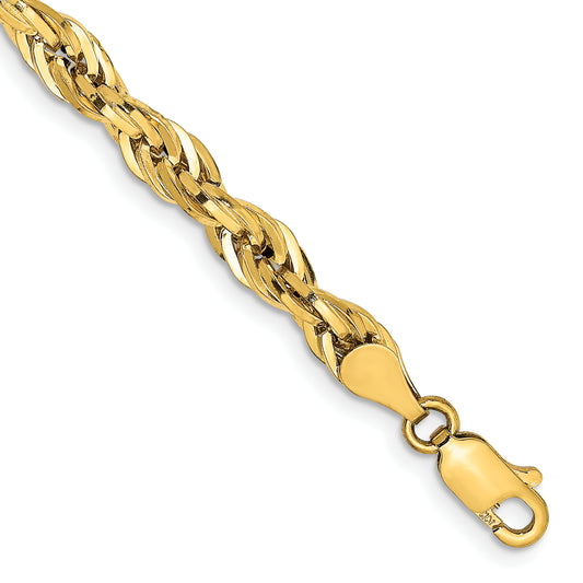10k Yellow Gold 4.75mm Semi-Solid Rope Chain