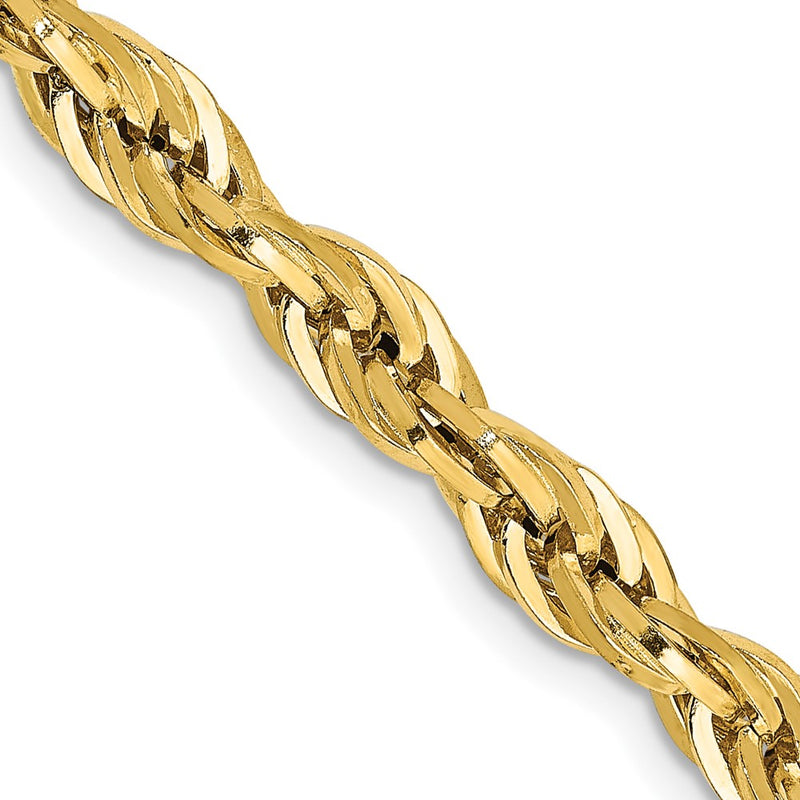 22 Inch 10k Yellow Gold 4.75mm Semi-Solid Rope Chain Necklace