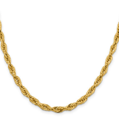 10k Yellow Gold 5.4mm Semi-Solid Rope Chain Necklace