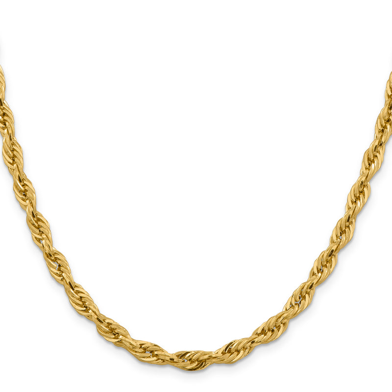10k Yellow Gold 5.4mm Semi-Solid Rope Chain Necklace