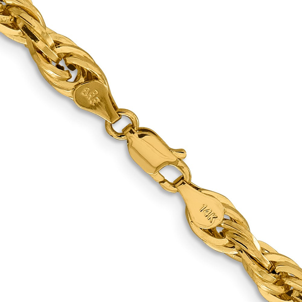 28 Inch 10k Yellow Gold 5.4mm Semi-Solid Rope Chain Necklace