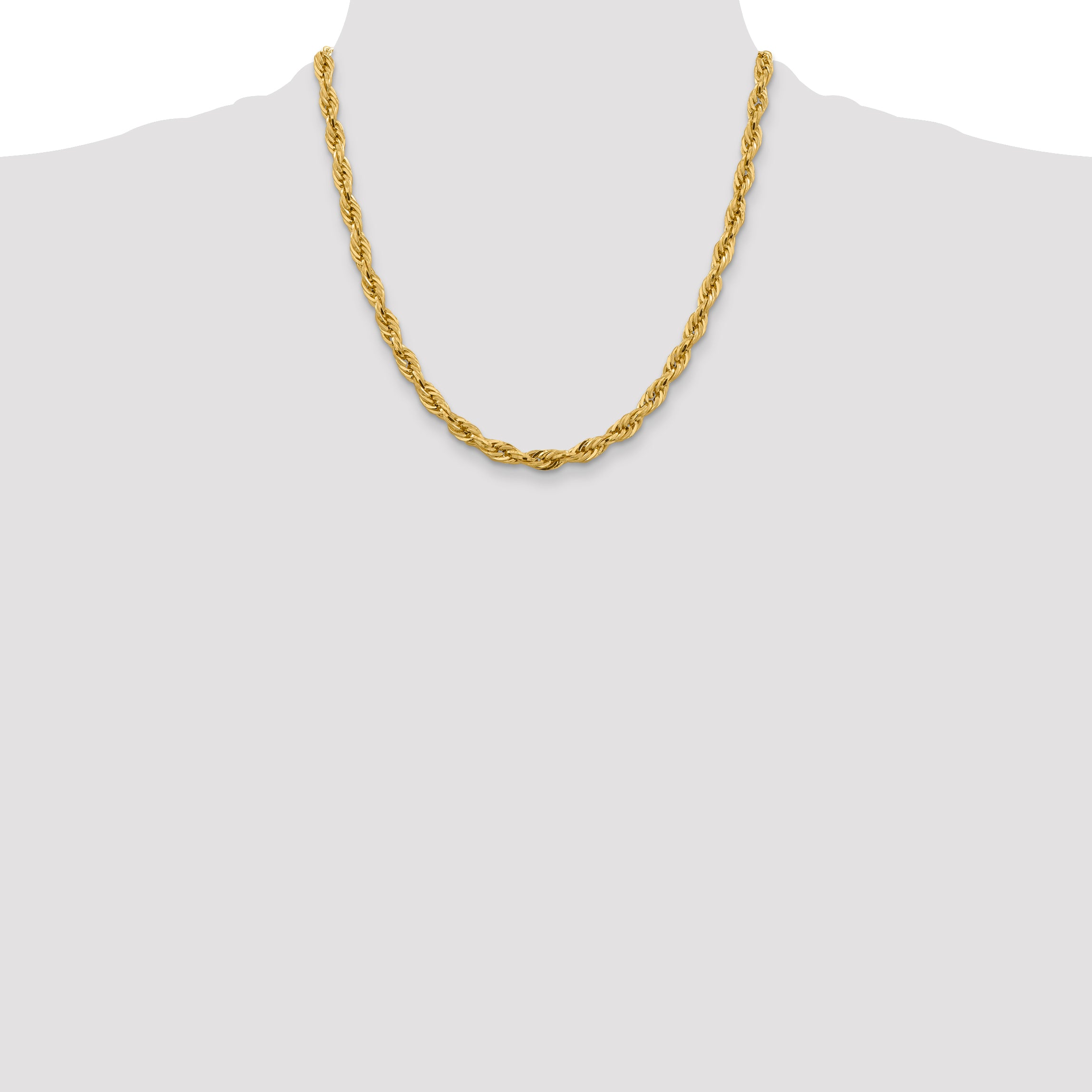 10k Yellow Gold 5.4mm Semi-Solid Rope Chain Necklace