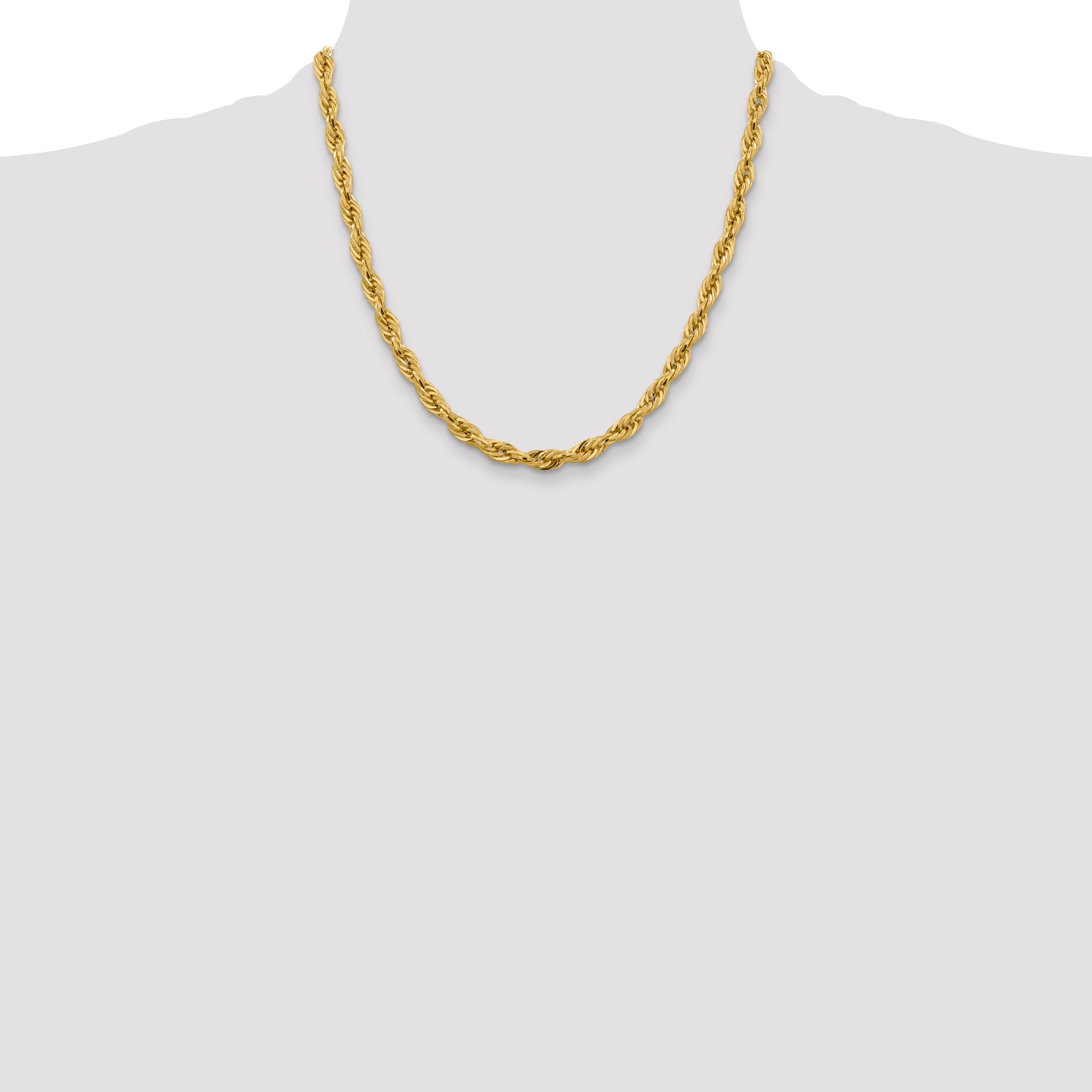 10k Yellow Gold 5.4mm Semi-Solid Rope Chain Necklace