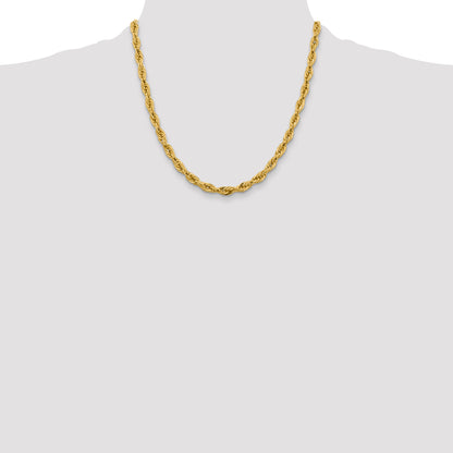10k Yellow Gold 5.4mm Semi-Solid Rope Chain Necklace