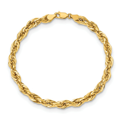 10K Yellow Gold 5.4mm Semi-Solid Rope Chain