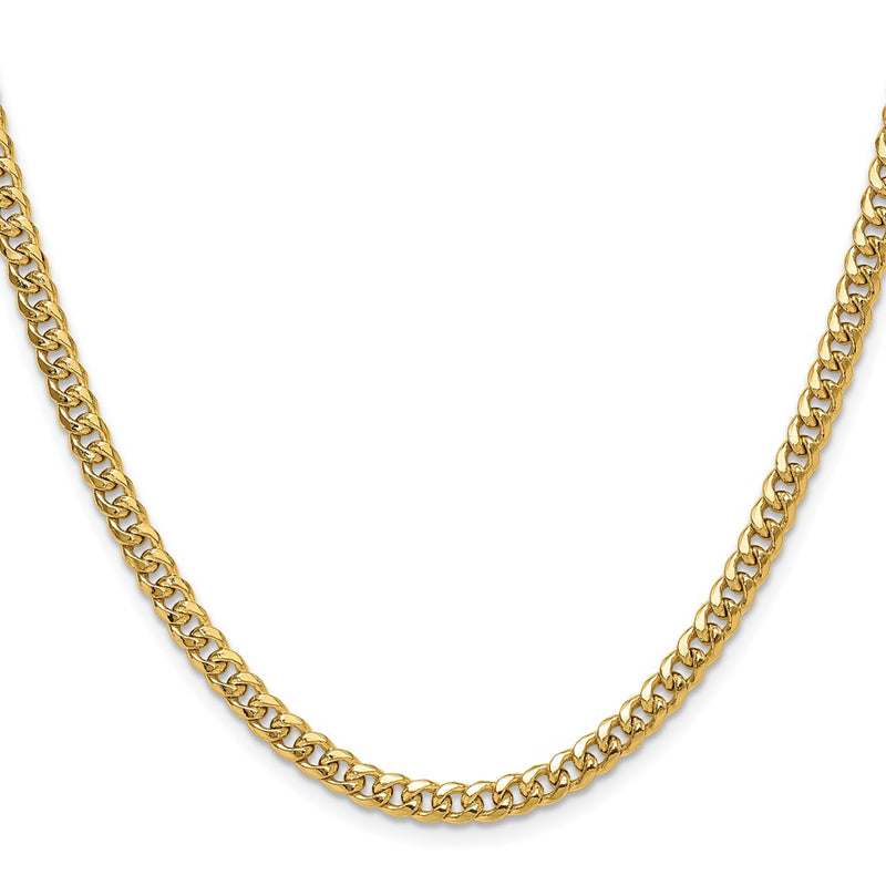 10K Yellow Gold 4.5mm Semi-Solid Miami Cuban Chain Necklace