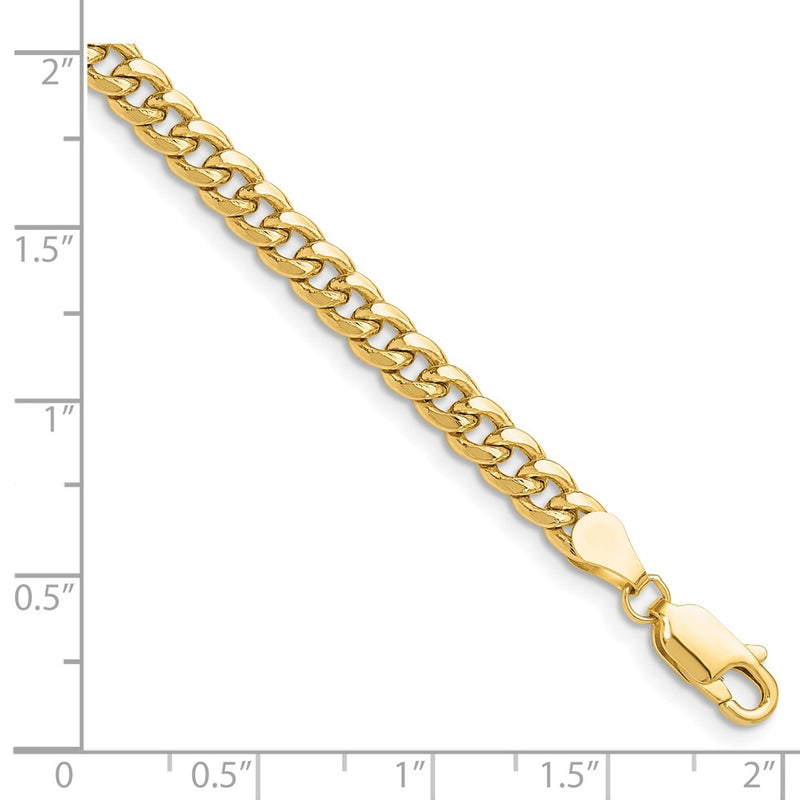 10K Yellow Gold 4.5mm Semi-Solid Miami Cuban Chain Bracelet