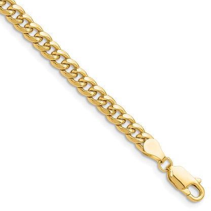 10K Yellow Gold 4.5mm Semi-Solid Miami Cuban Chain Bracelet