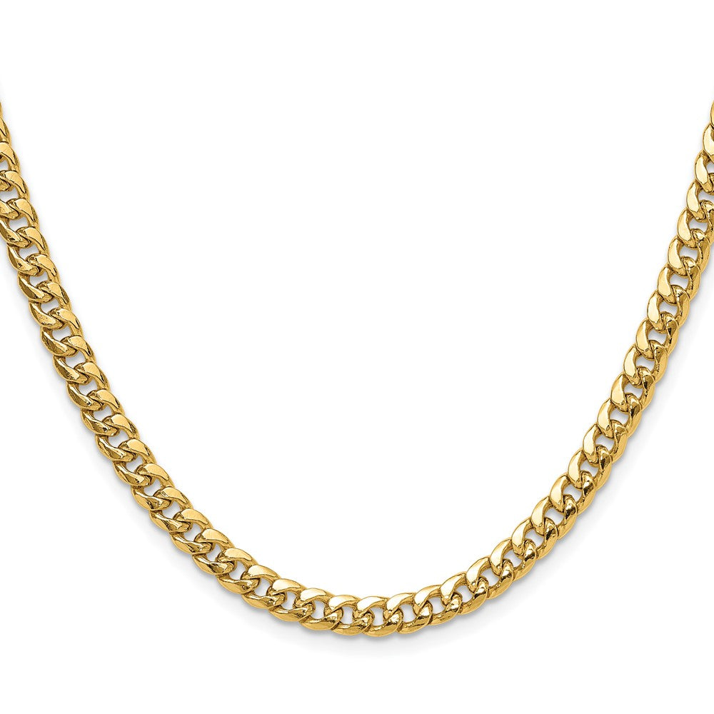 2 Inch 10K Yellow Gold 5.25mm Semi-Solid Miami Cuban Chain Necklace