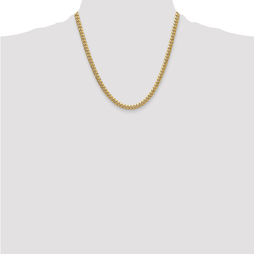 2 Inch 10K Yellow Gold 5.25mm Semi-Solid Miami Cuban Chain Necklace