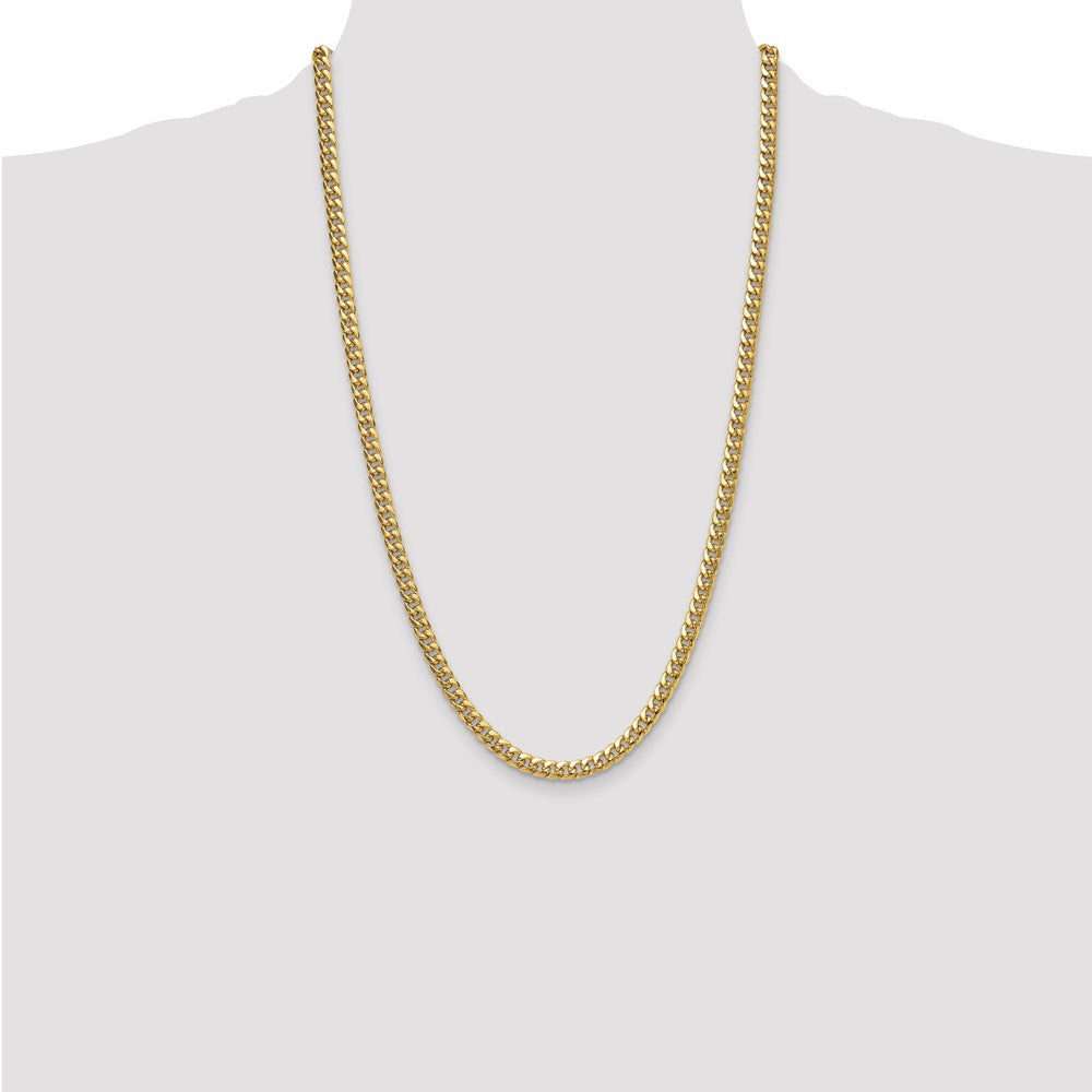 26 Inch 10K Yellow Gold 5.25mm Semi-Solid Miami Cuban Chain Necklace