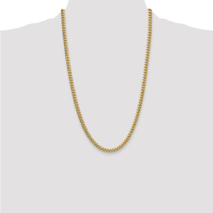 26 Inch 10K Yellow Gold 5.25mm Semi-Solid Miami Cuban Chain Necklace