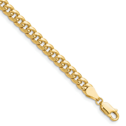 9 Inch 10K Yellow Gold 5.25mm Semi-Solid Miami Cuban Chain Bracelet