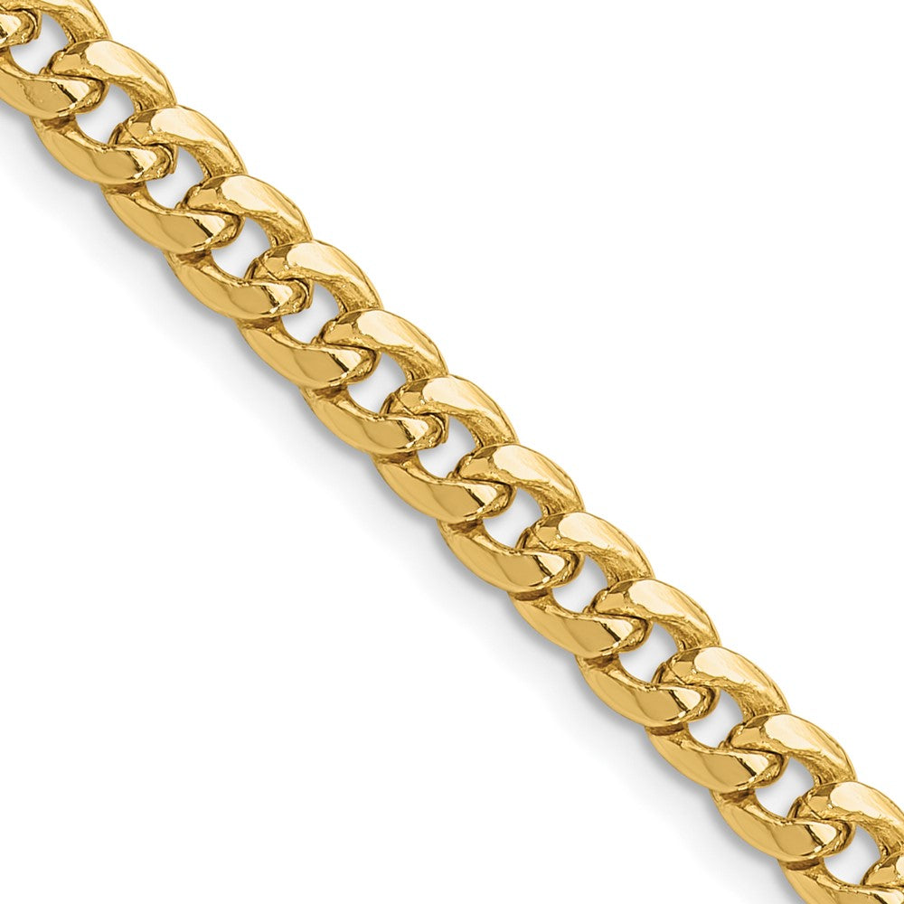 26 Inch 10K Yellow Gold 5.25mm Semi-Solid Miami Cuban Chain Necklace