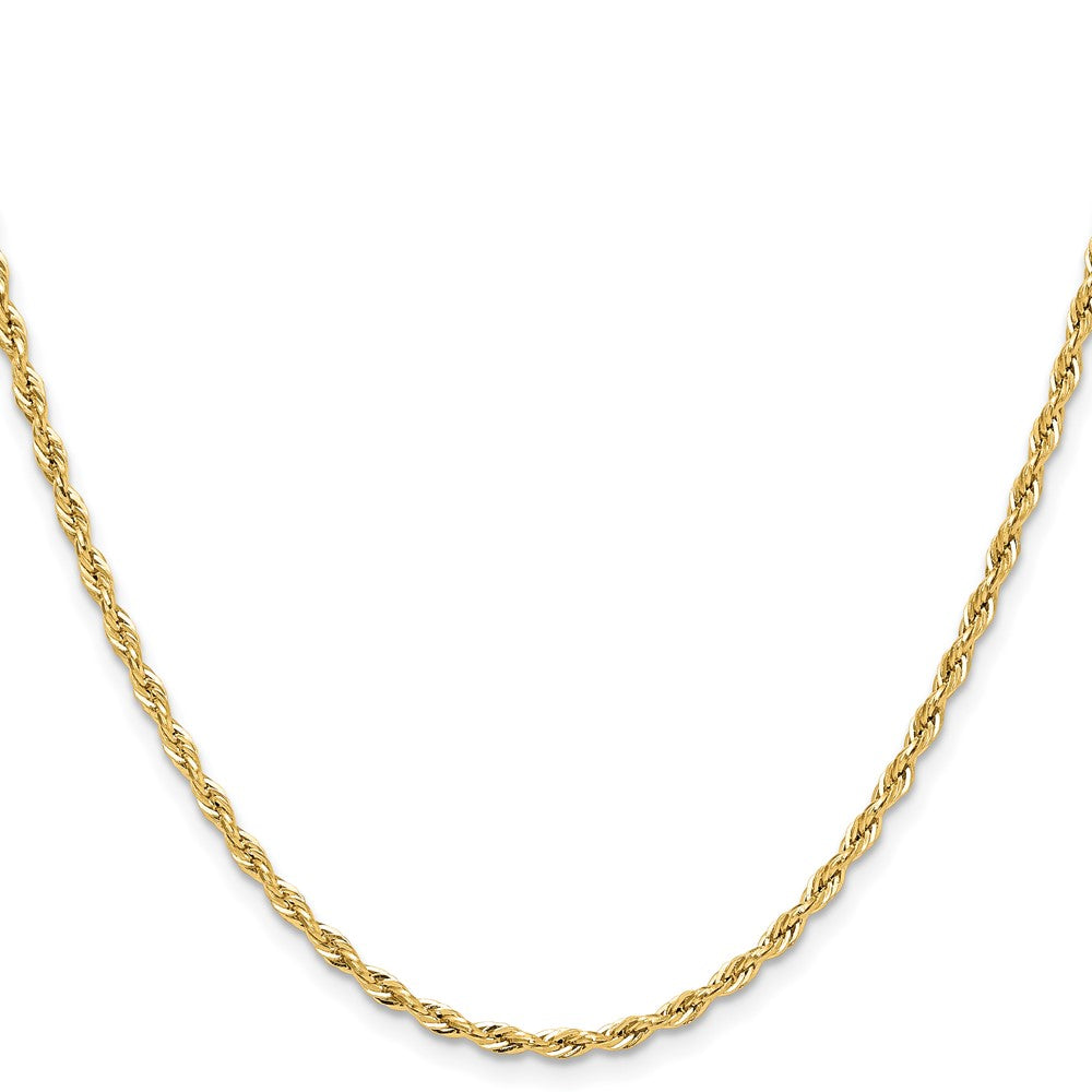 10K Yellow Gold 2.5mm Semi-Solid Rope Chain Necklace