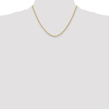 10K Yellow Gold 2.5mm Semi-Solid Rope Chain Necklace