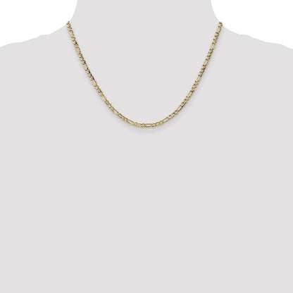 10k Yellow Gold 3.5mm Semi-Solid Figaro Chain Necklace