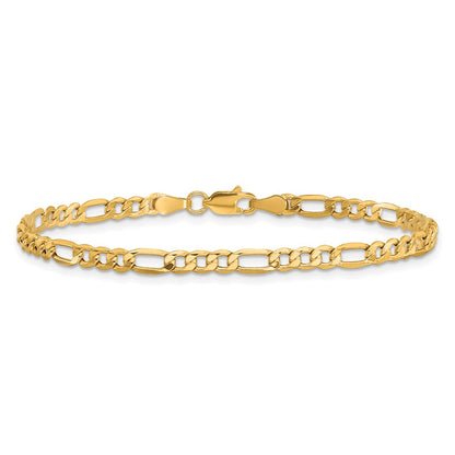 10k Yellow Gold 3.5mm Semi-Solid Figaro Chain Bracelet