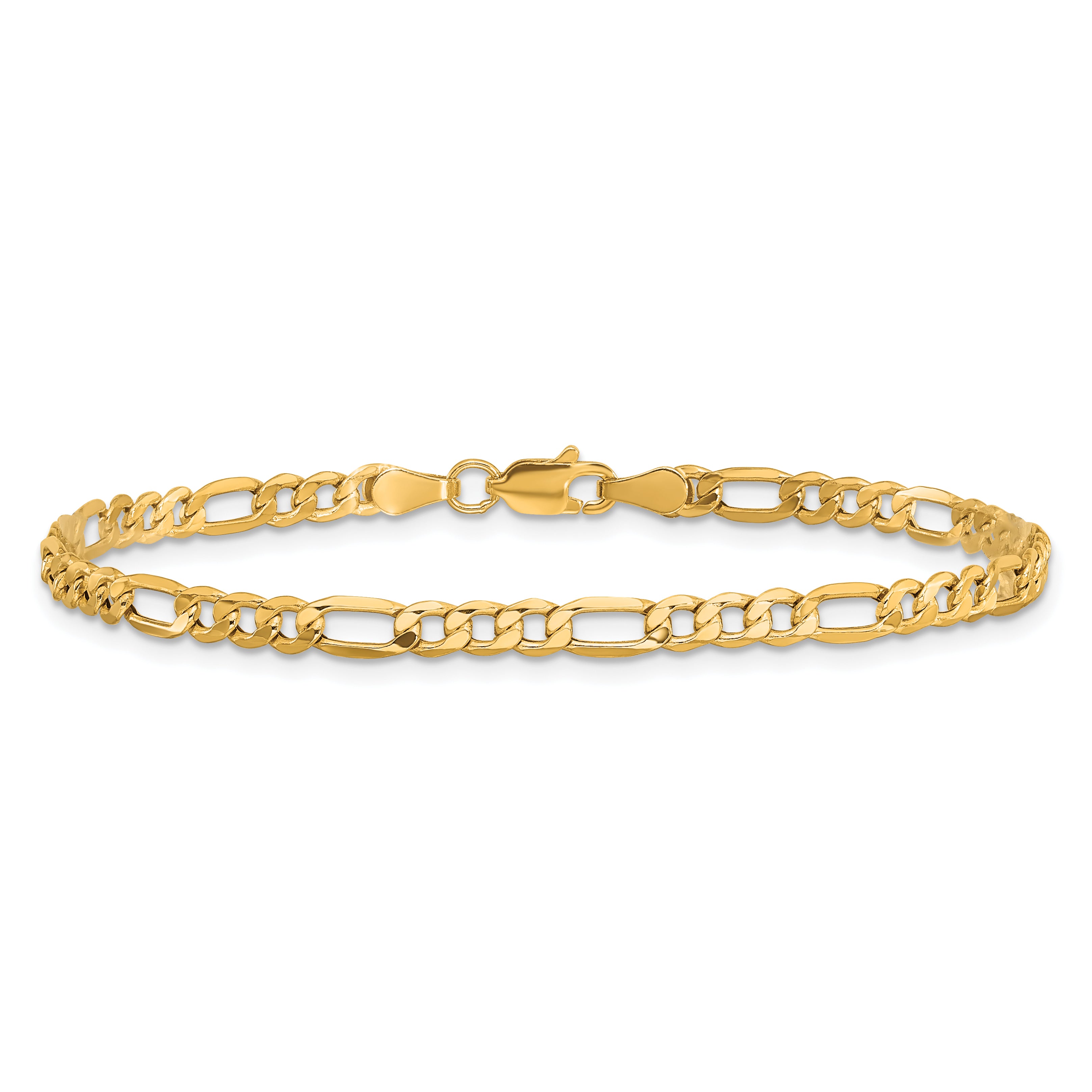 10K Yellow Gold 3.5mm Semi-Solid Figaro Chain