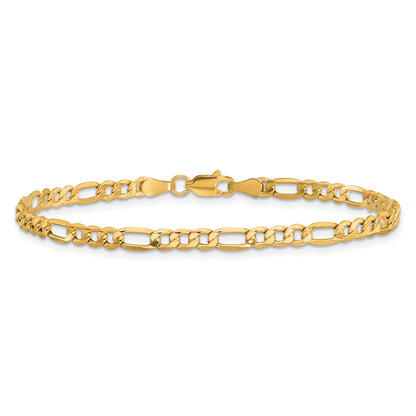 10K Yellow Gold 3.5mm Semi-Solid Figaro Chain