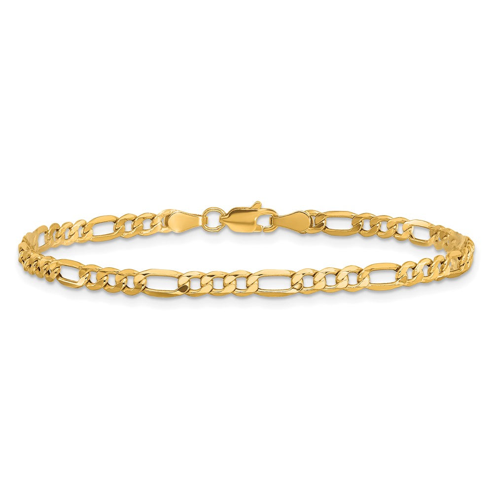 10K Yellow Gold 3.5mm Semi Solid Figaro Chain Anklet