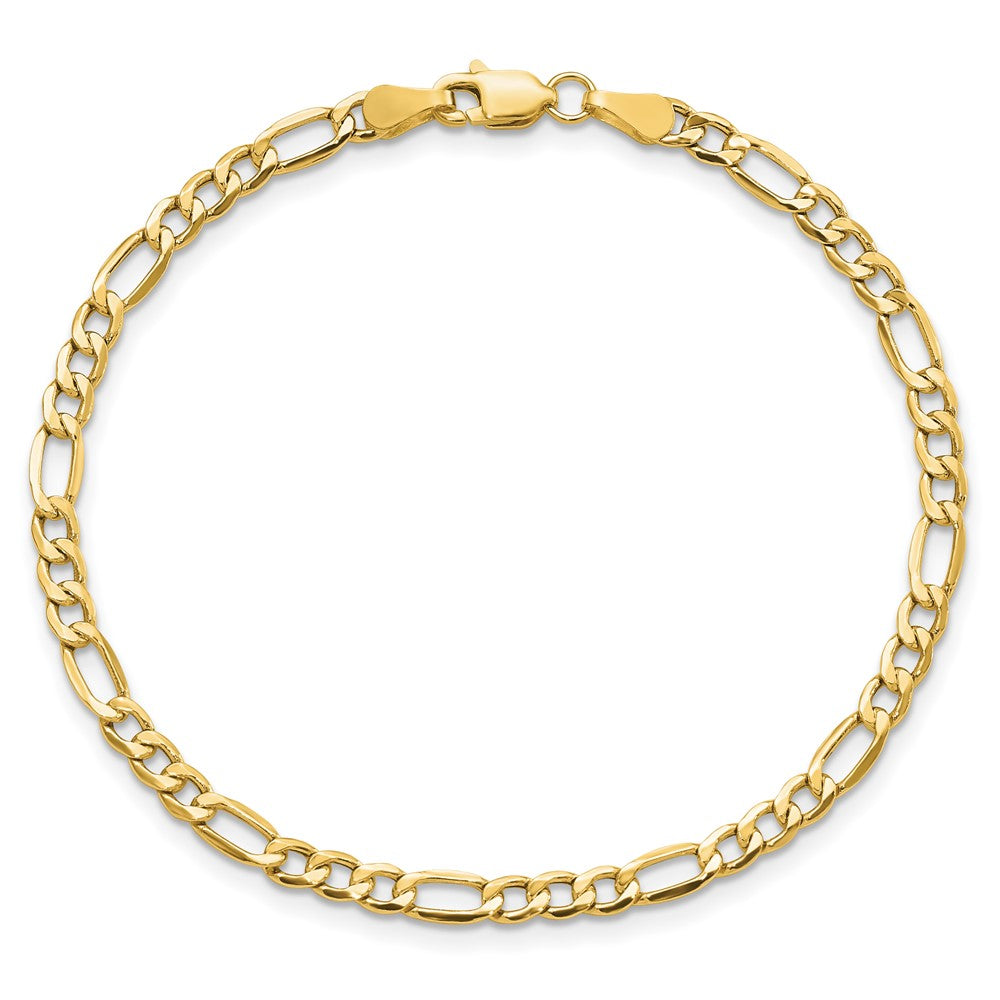 10k Yellow Gold 3.5mm Semi-Solid Figaro Chain Bracelet