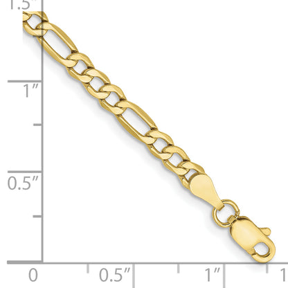 10K Yellow Gold 3.5mm Semi-Solid Figaro Chain
