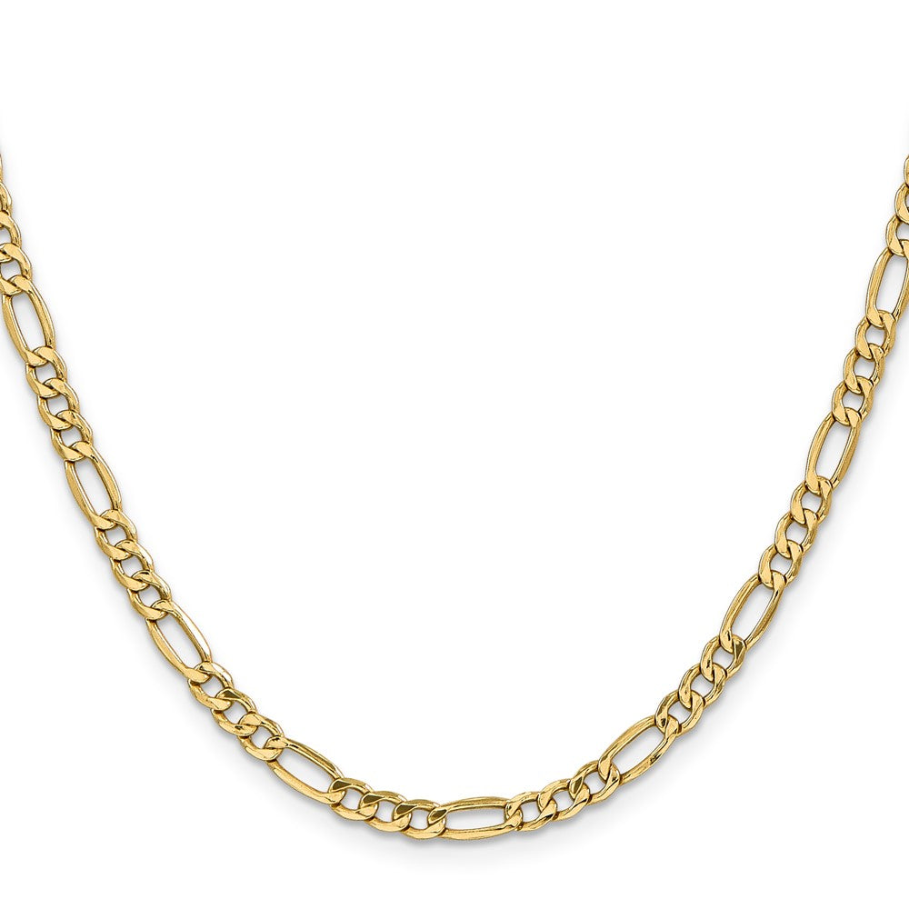 10k Yellow Gold 4.2mm Semi-Solid Figaro Chain Necklace