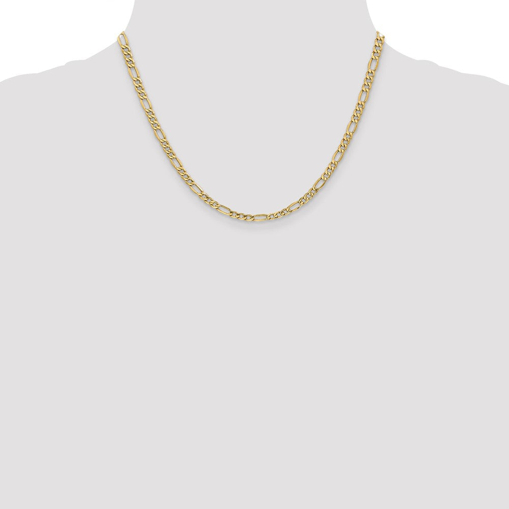 10k Yellow Gold 4.2mm Semi-Solid Figaro Chain Necklace