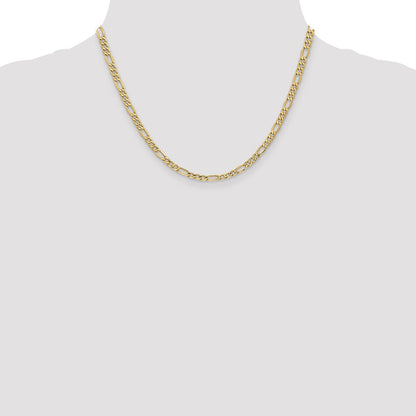 10k Yellow Gold 4.2mm Semi-Solid Figaro Chain Necklace