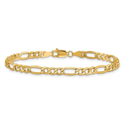 10K Yellow Gold 4.2mm Semi Solid Figaro Chain Anklet