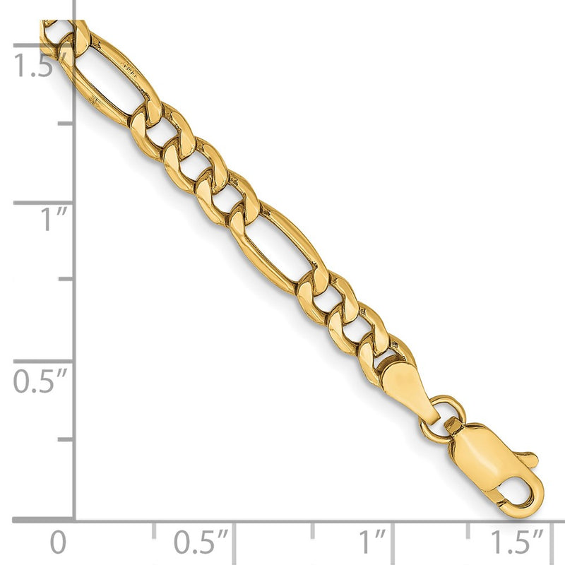10k Yellow Gold 4.2mm Semi-Solid Figaro Chain Bracelet
