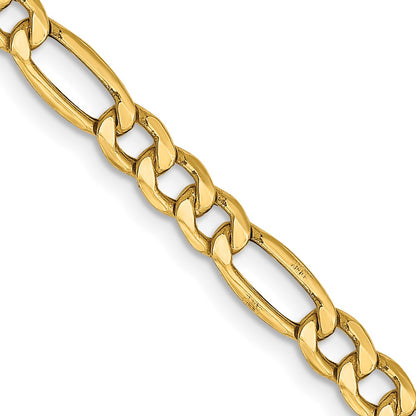 10k Yellow Gold 4.2mm Semi-Solid Figaro Chain Necklace
