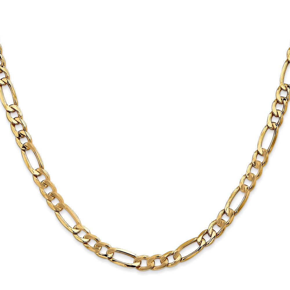 10k Yellow Gold 5.35mm Semi-Solid Figaro Chain Necklace